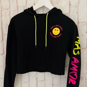 Zumba Black Cropped Hoodie with Neon Accents